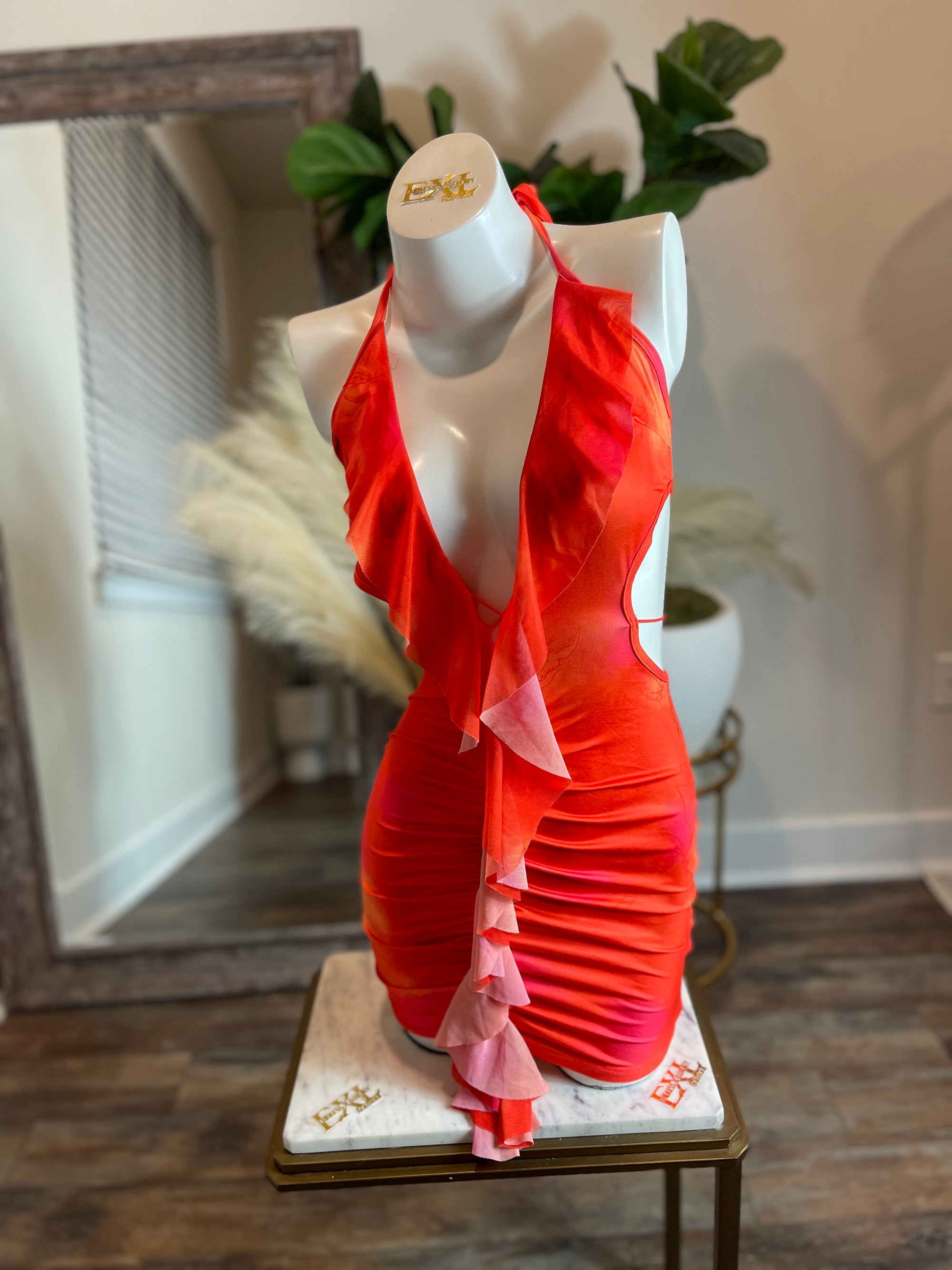 TROPICANA RUFFLE MINI DRESS