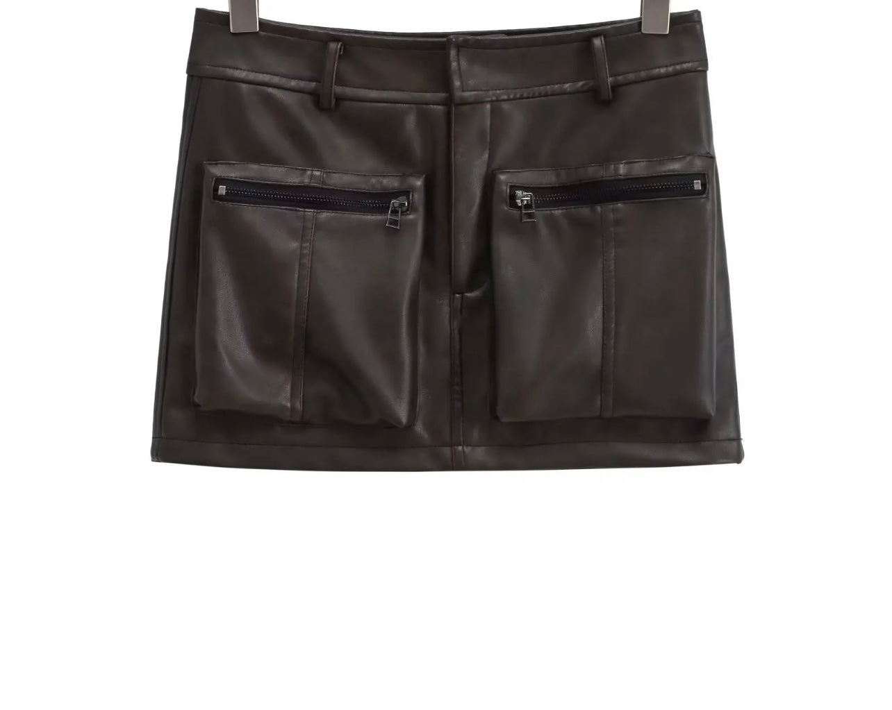 FAUX LEATHER MINI SKIRT BROWN