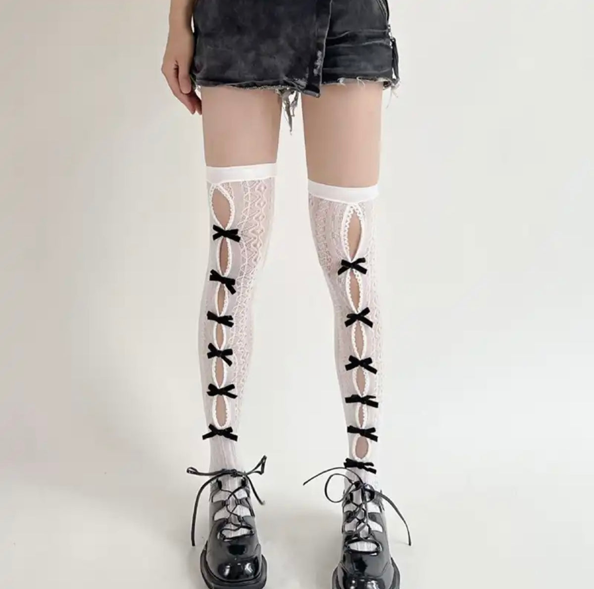 Stocking Bow Tie Lace Thigh Socks