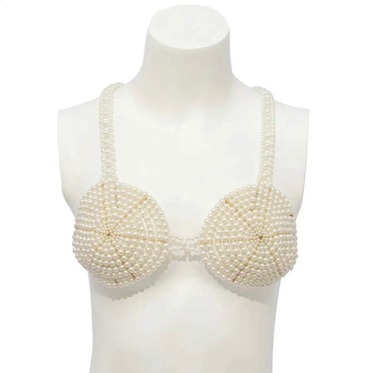 BEADED PEARL BACKLESS BODY CHAIN BRA