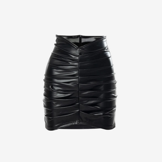 Faux Leather Scrunched Skirt - M