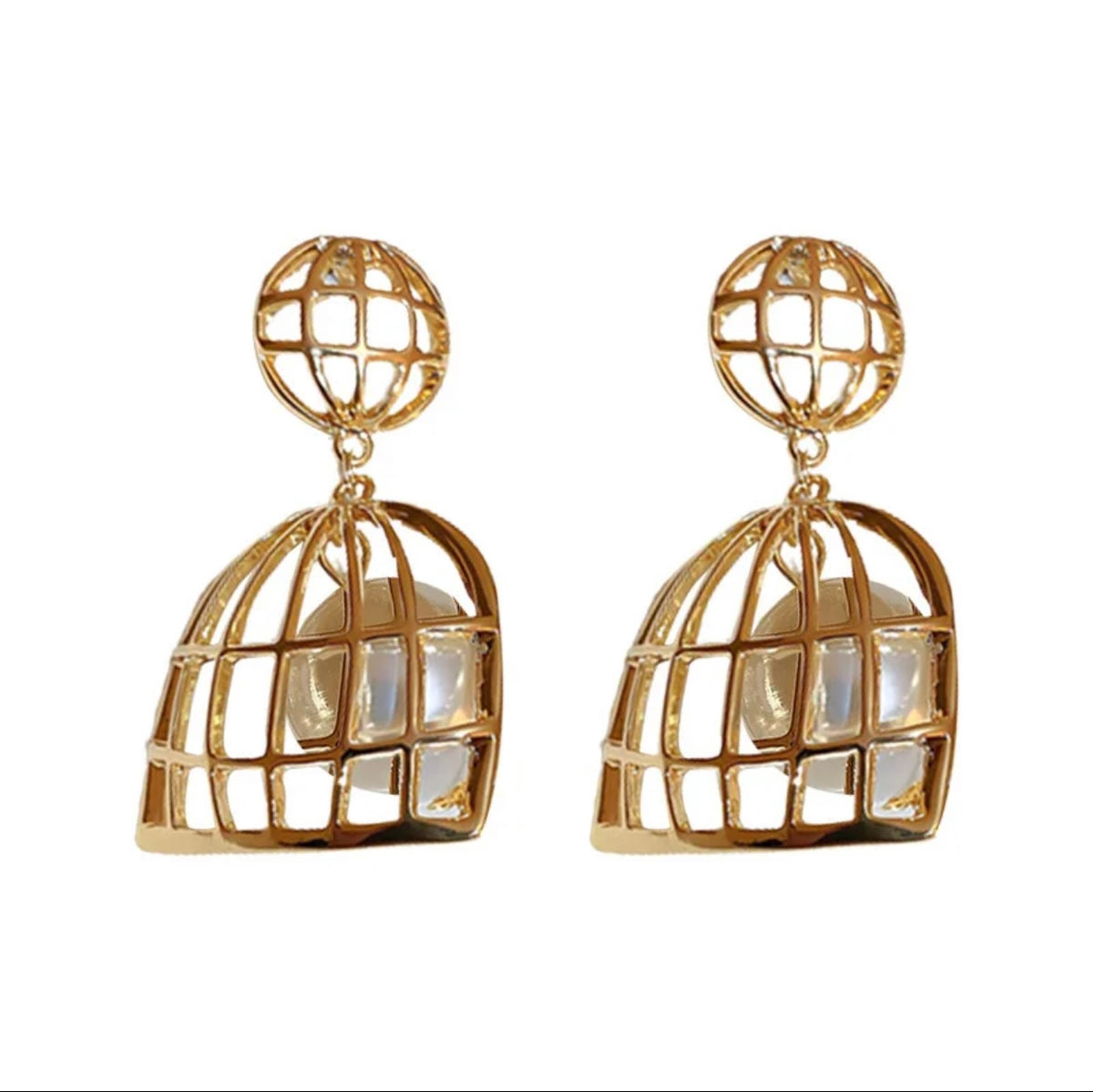 GOLD CAGE EARRINGS